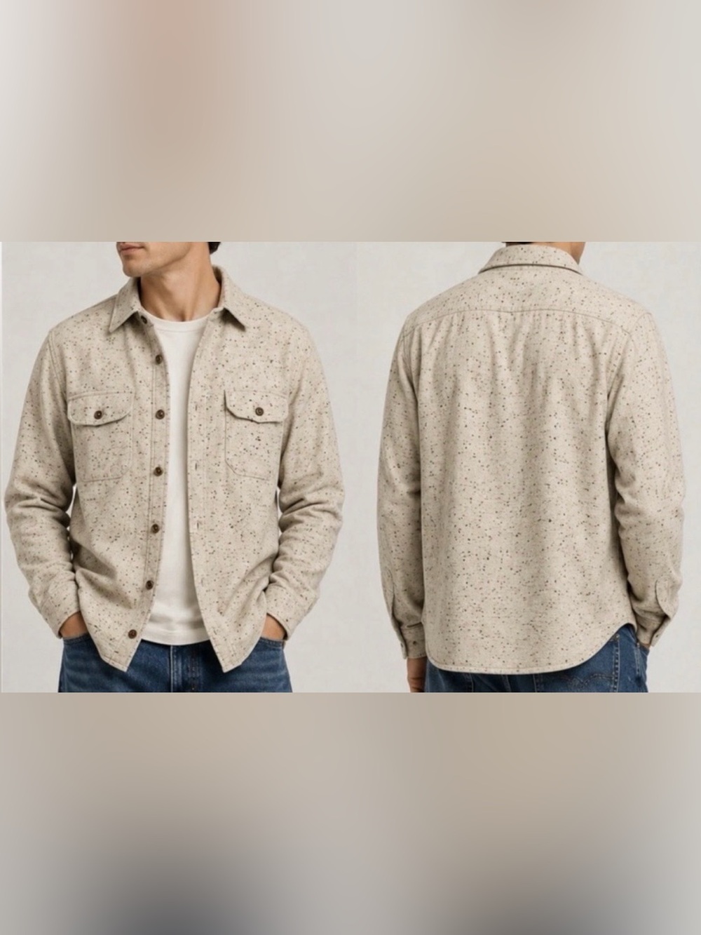 J. Crew Beige Speckled Lightweight Shirt Jacket